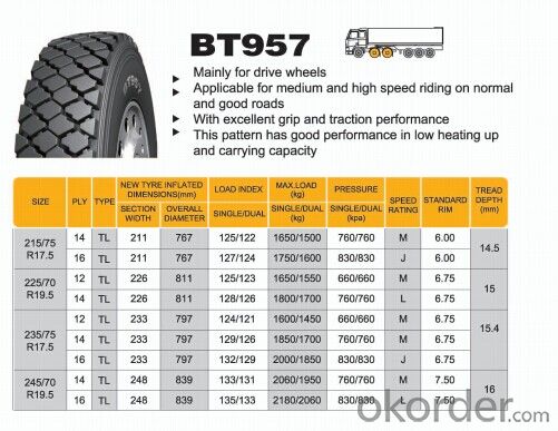 Truck and Bus Radial Tyre with High Quality  BT957