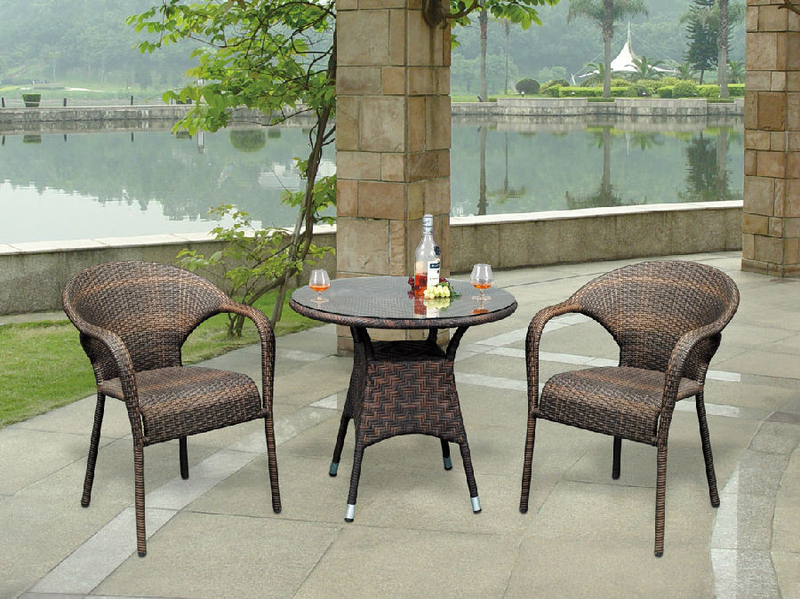 Metal Furniture and Rattan Garden Dining Chair with Table