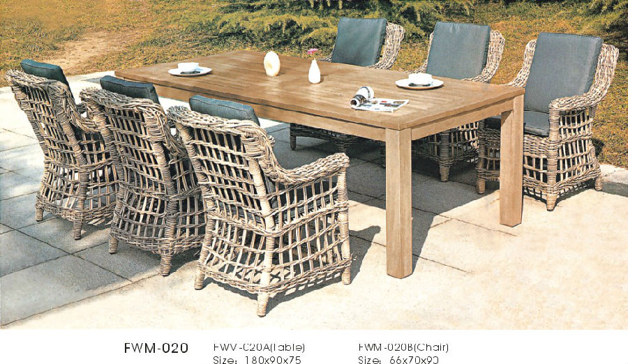 Metal Table  and Garden Rattan Dining Set Outdoor Chair Patio Furniture