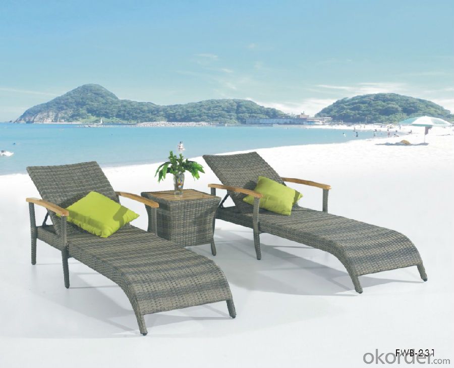 Outdoor Rattan Sun Bed Wave Shape Outdoor SPA