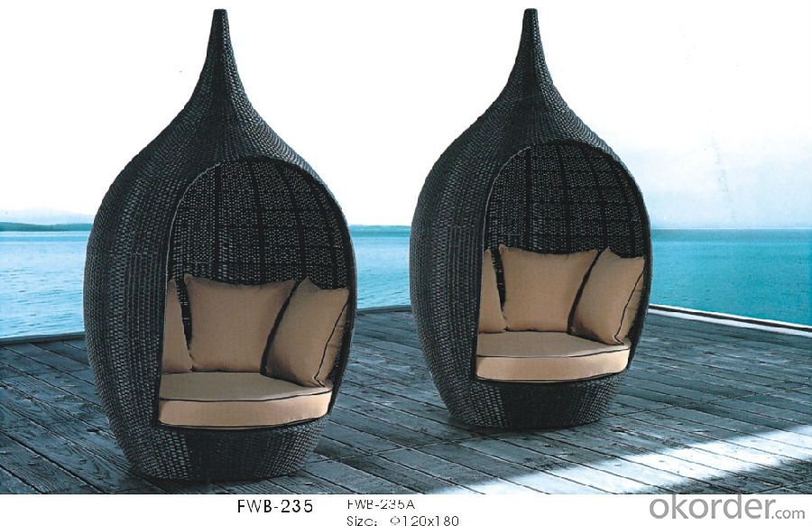 Outdoor Rattan Sun Bed Wave Shape Outdoor SPA