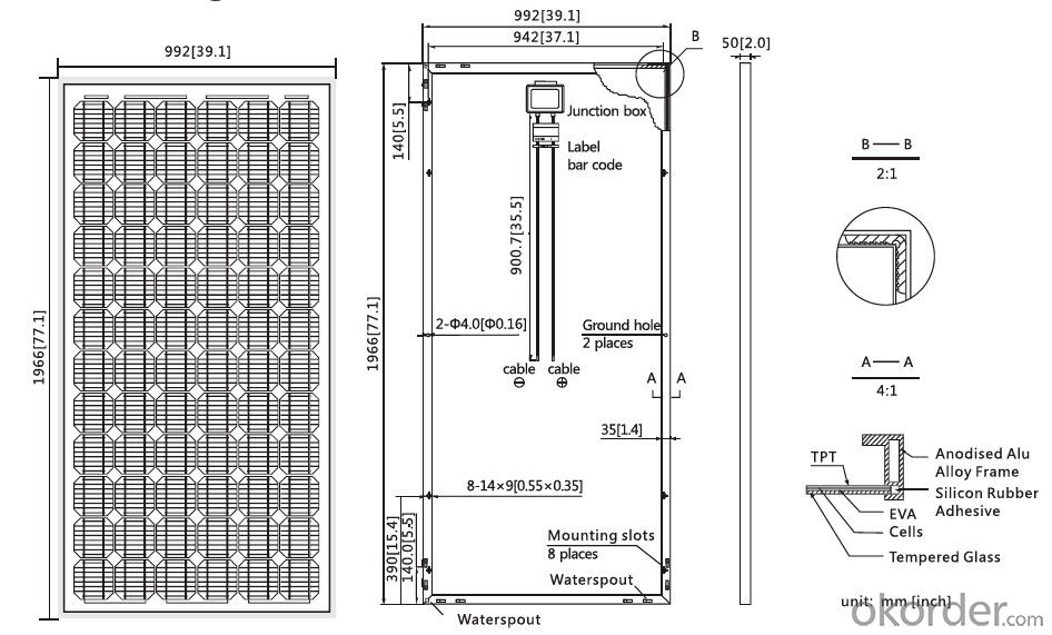 High quality  poly solar panel 250w