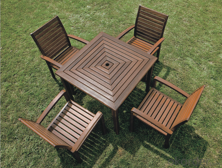 Outdoor Furniture Sling Chair & Table in Aluminum Frame With eco Wood
