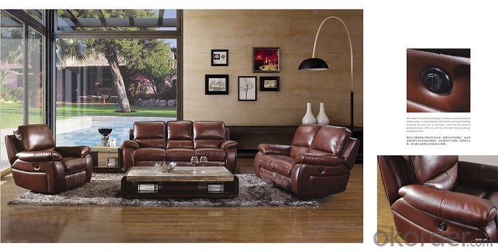 Genuine Leather Recliner Sofa,Manual Recliner