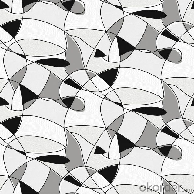 PVC Wallpaper Modern Style Geometric Pattern Wallpaper in Black White