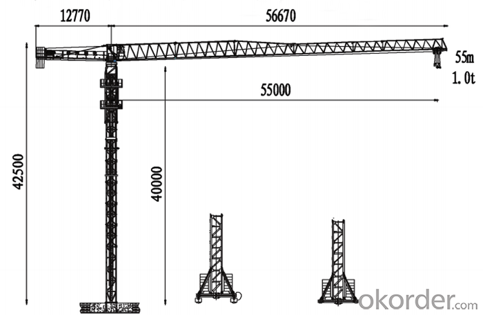 PT5510 tower crane / 6T topless tower crane