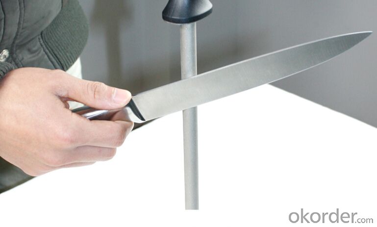Stainless Steel Diamond Rod Sharpener for Knives 8''