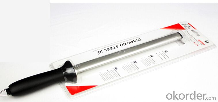 8''Diamond Coated Knife Sharpener Stainless Steel Rod