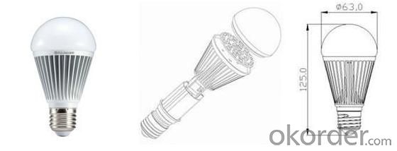 LED Bulb Light Waterproof 9W, CRI80, 60W UL