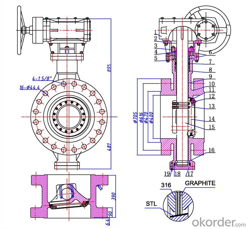 Butterfly Valve DN350 Turbine Type Made in China Low Price
