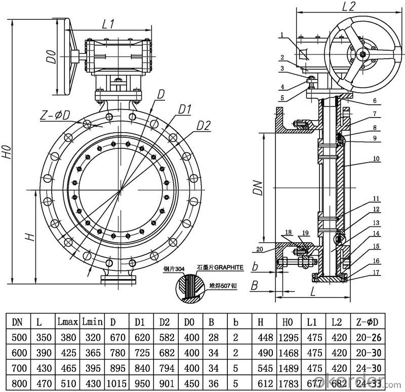 Butterfly Valve DN300 Turbine Type BS 4531 Made in China