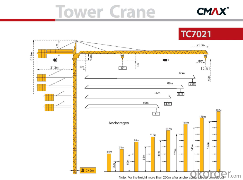 TC7021 tower crane/ tower crane with CE ISO certificate
