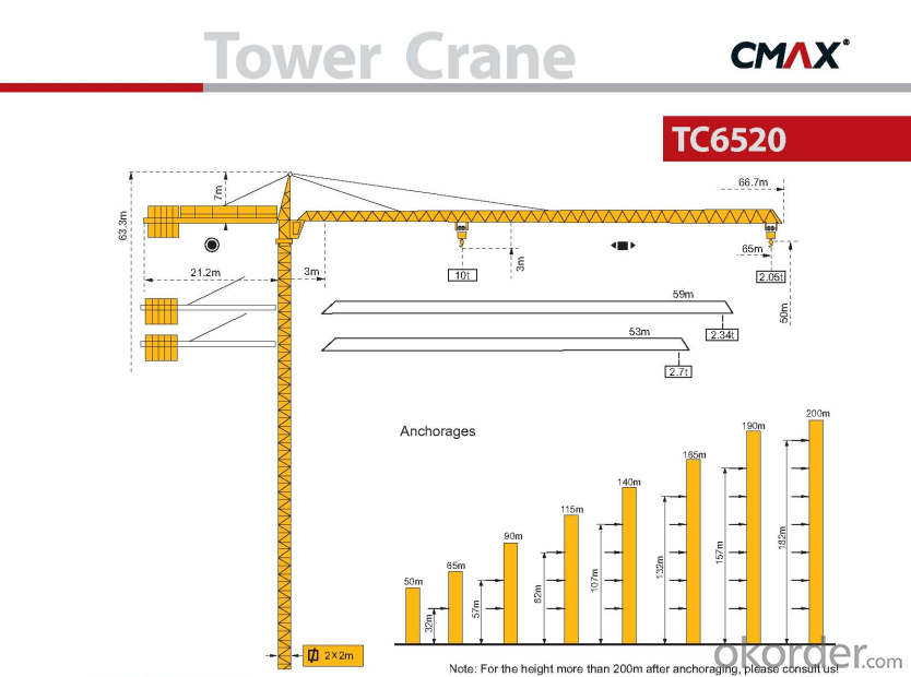 TC6502 tower crane/ tower crane with CE ISO certificate