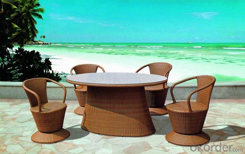 Aluminum PE Wicker Rattan Patio Leisure Outdoor Garden Dining Table