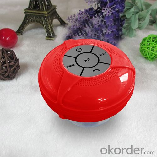 Ipx4 Grade Waterproof Stereo Wireless Bluetooth Shower Speakers with Suction Cup Red