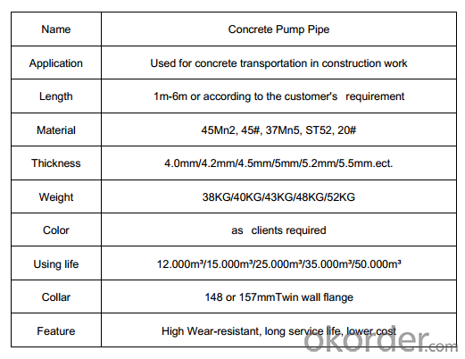 3M Concrete Pump St52 Seamless Delivery Pipe