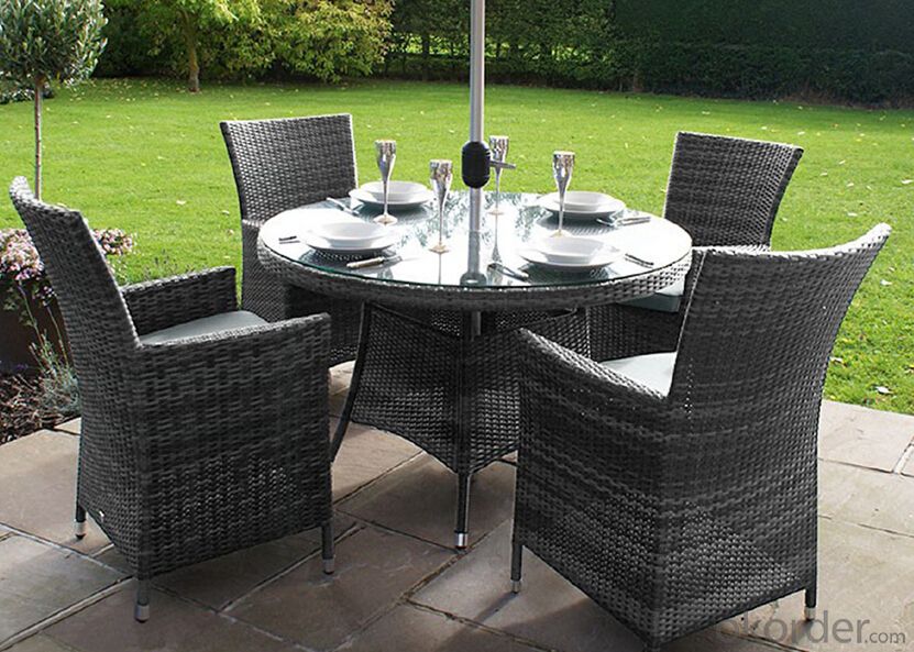 Patio Table Outdoor Wicker Dining Set  with Chair in Rattan