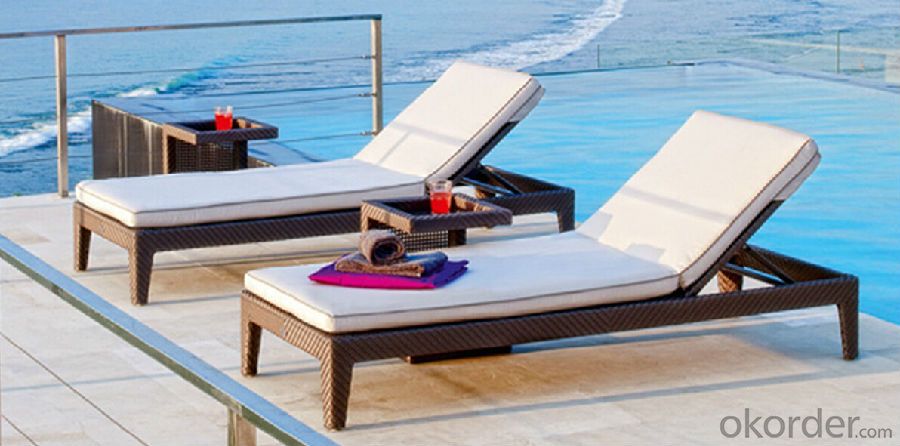 Hotel Pool Side  Wicker Sunbed for Beach Sun Lounger in Rattan