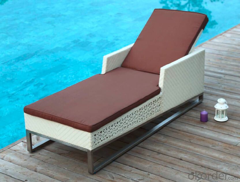 White Rattan Sun Lounger for Outdoor Furniture  Garden Beach Side CMAX-SL002MYX