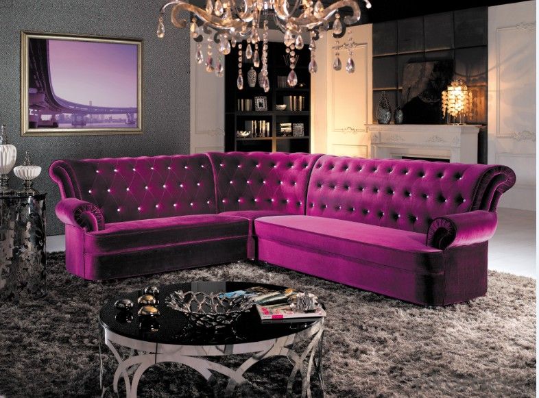 Modern Style Chesterfield Sofa of Fabric Material