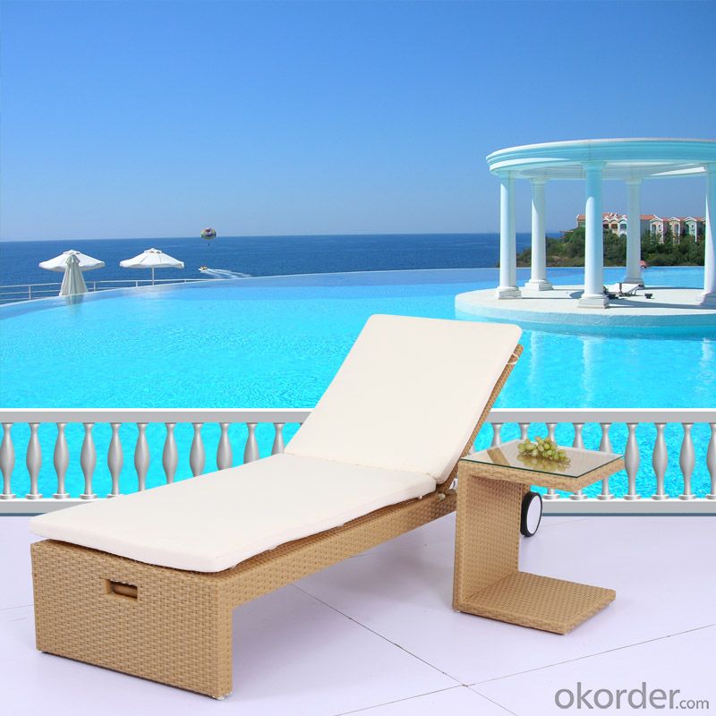 Outdoor Sun Lounger with Wheel  for Garden and Beach CMAX-SL010LJY