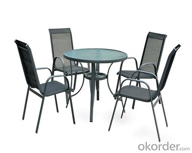 Texitilene Outdoor Table and Mesh Dining Chair