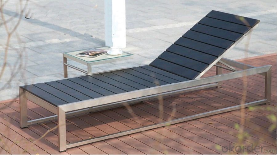 Funiture Outdoor Sun Lounger with Plastic Wood Environmental Material 