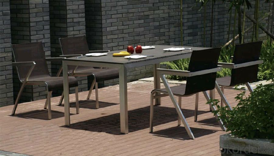 Funiture Outdoor Dining Sets with PVC PP Wood+Texitilene Material