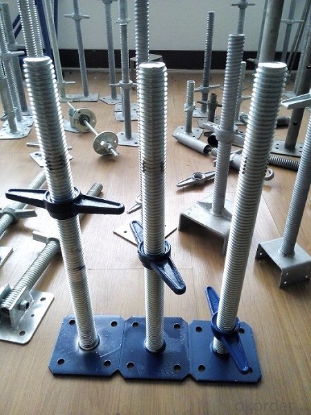 Steel Galvanized Scaffolding  Adjustable Solid  Screw Jack With Painted Base Plate