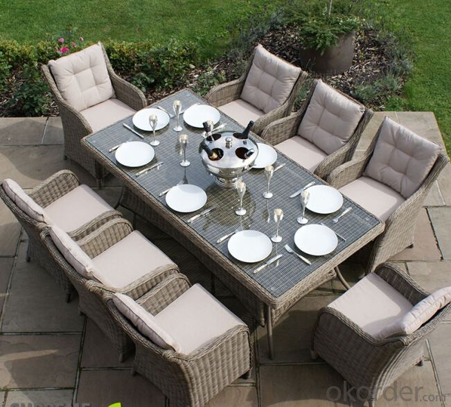 White Rattan 6 Seater Sofa for Dinning with Waterproof Cushion CMAX-SS008CQT