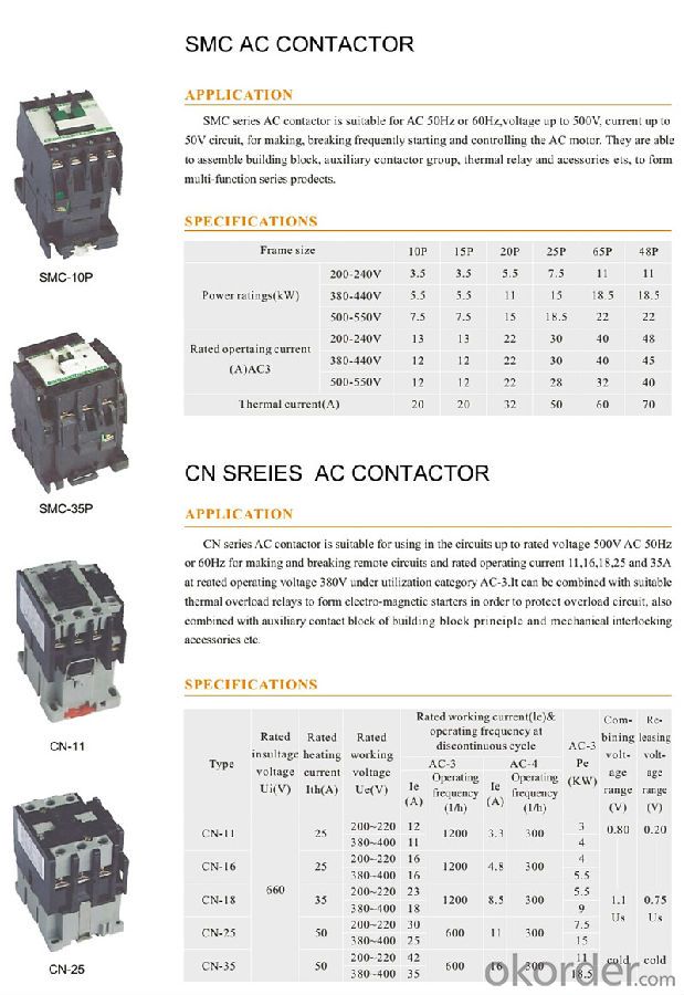 Three phase AC SMC OEM coil magnetic electric contactor