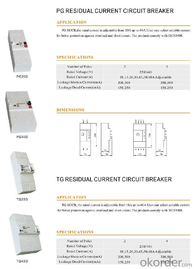 PG Series KRC Residual Current Circuit Breaker