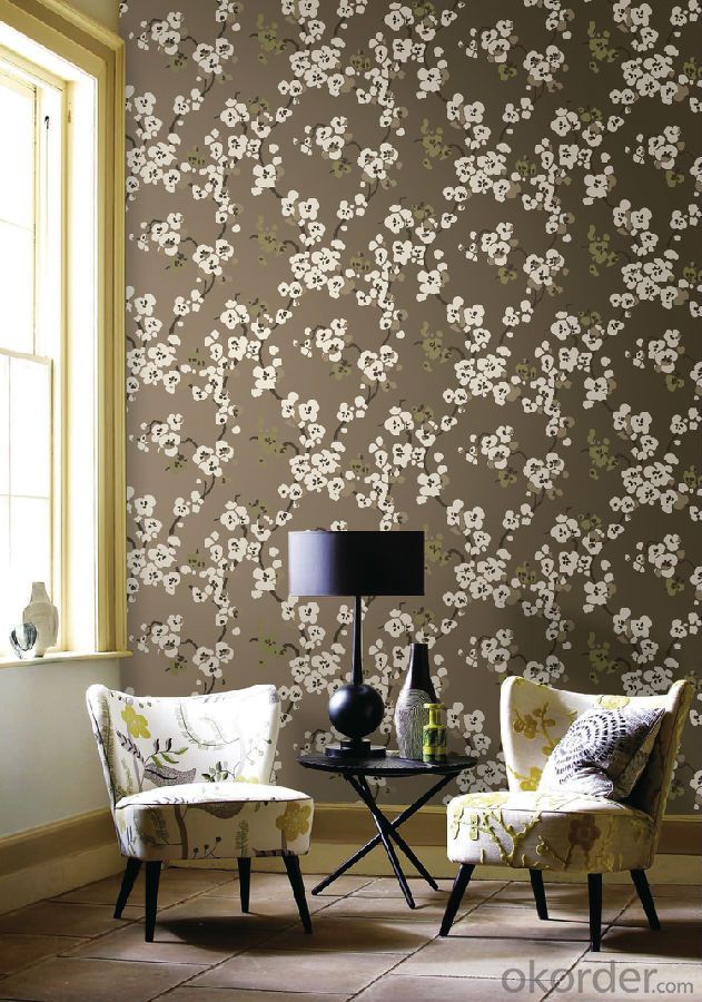 nonwoven wallpaper  velvet flocking wallpaper  home decoration  wallpaper