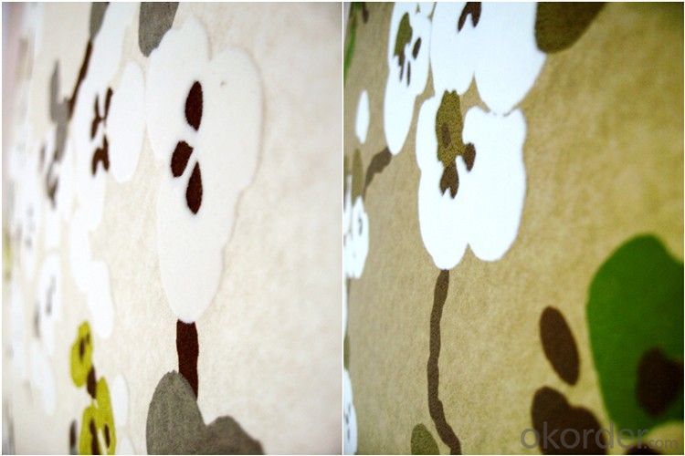 nonwoven wallpaper  velvet flocking wallpaper  home decoration  wallpaper