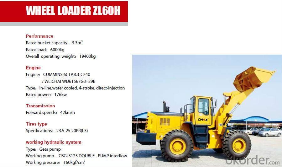 Made in China used zl60h Wheel Loader  price for Sale