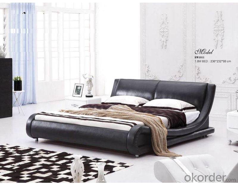 Pu Leather Soft Bed with Strong Wood Frame