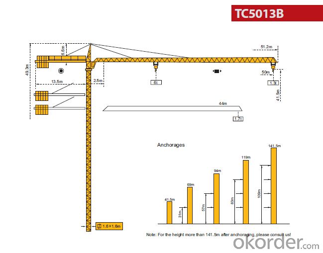 Chinese  Brand New Tower Crane Tower Crane TC5013B Pricesold on Okorder