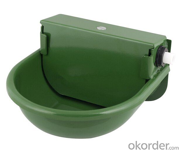 2.5 L Drawing Water Bowl with Self-Filled Float for Cattle or Horses with Green Powder Coated