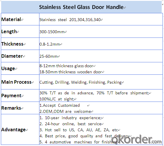 Stainless Steel Glass Door Handle for Bathroom/Shower Room DH119