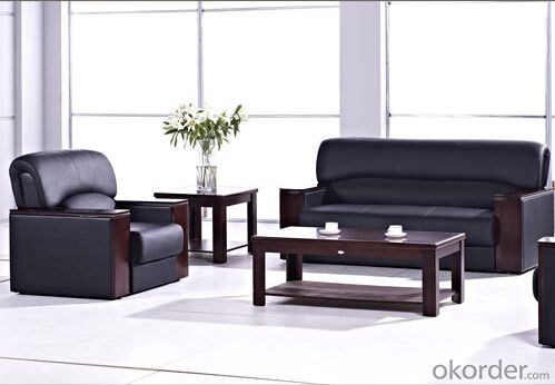Office Furniture Commercial Sofa with Black Leather