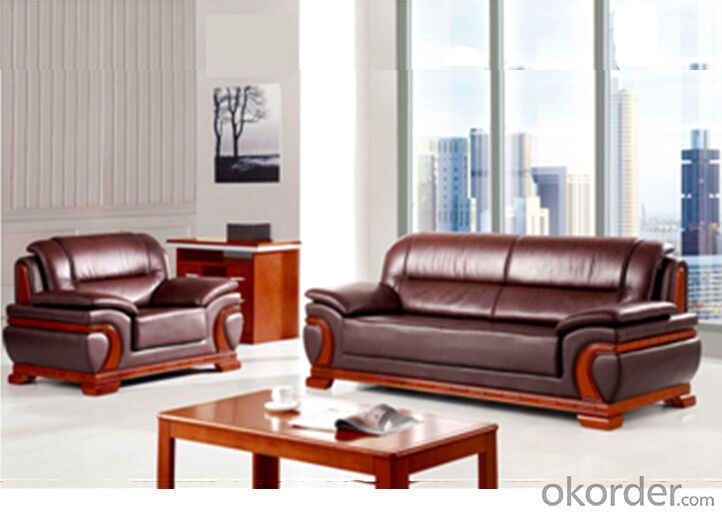 Office Sectional Leather Sofa with Wood Frame