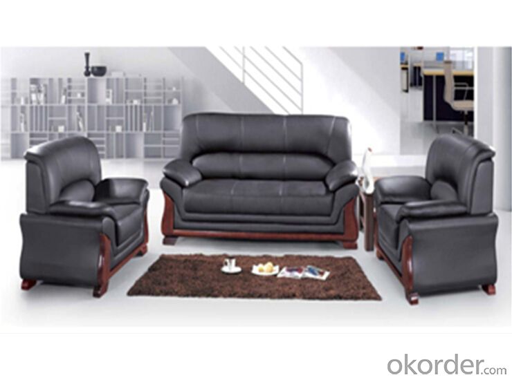Office Sectional Leather Sofa with Wood Frame