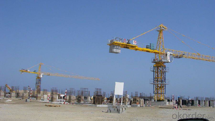 Hammer Head Tower Crane TC6014 Used In Construction Site