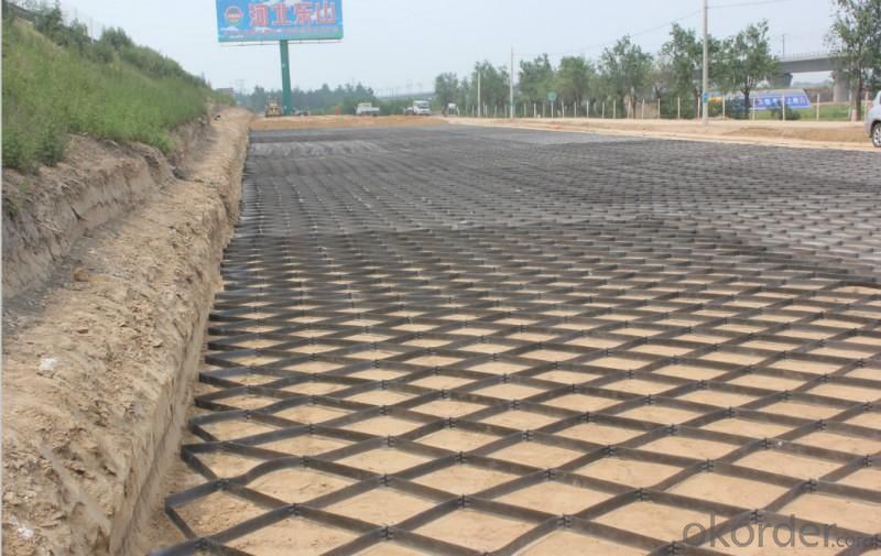 High Tensile Strength Polyester Geogrid Used on Road Reinforce