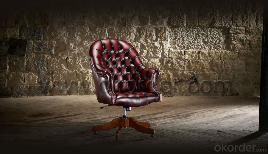Director's Chair with Red Leather and Matching Buttons