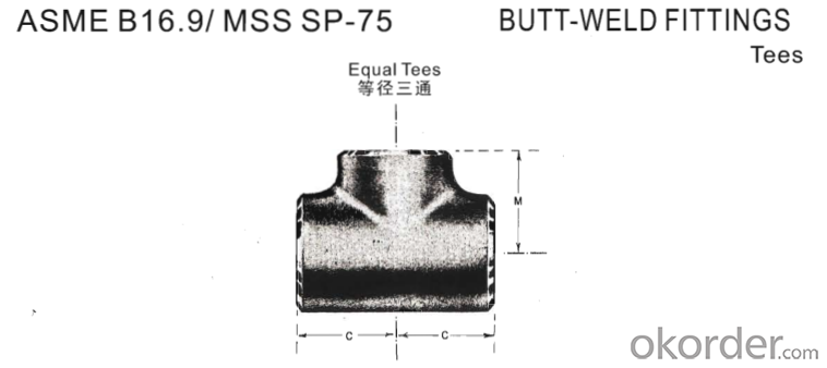 Steel Pipe Fittings Butt-Welding Equal Tees ASME B16.9/MSS SP-75