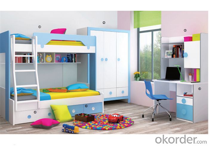 Child Bedroom Bunk Bed of Colorful Design