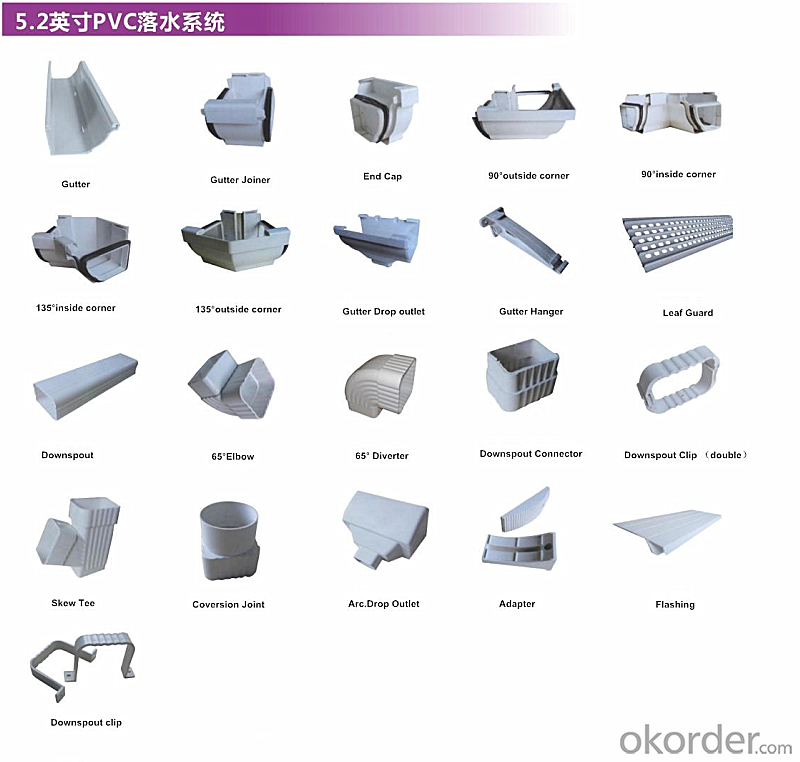 Colored 5.2inch Pvc Rain Gutter / Rainwater Drainage System Supplier