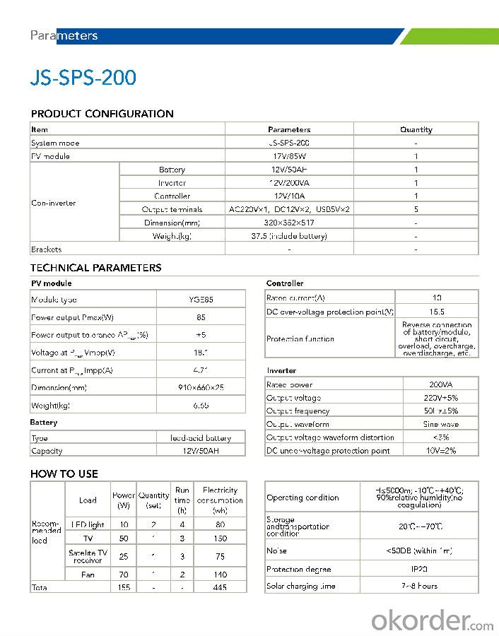 Off-grid Solar Power System JS-SPS-200