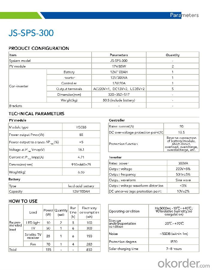 Off-grid Solar Power System JS-SPS-300